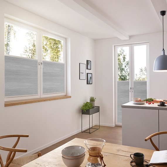 Teba DUETTE Wabenplissee Metallic Silber Küche