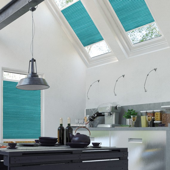 Teba DUETTE Wabenplissee TOPAR Türkis VS2 Küche