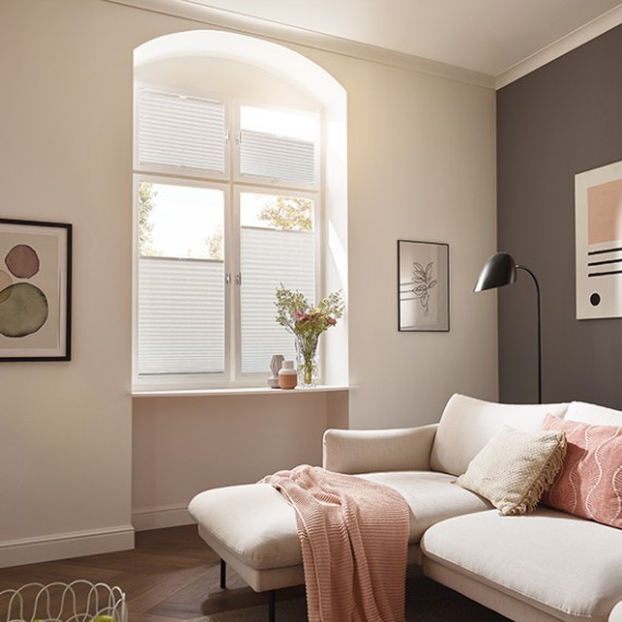 Teba DUETTE Wabenplissee TOPAR CremeWeiss VS2 Wohnzimmer