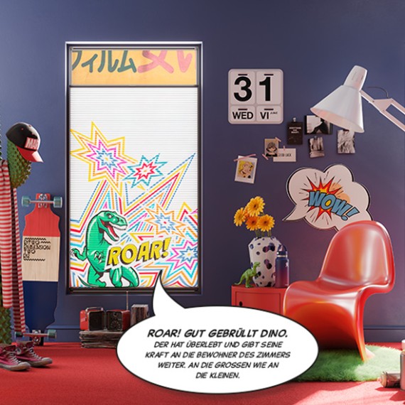 Teba DUETTE Wabenplissee SIEGER RumbleRex Jugendzimmer