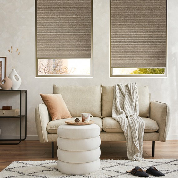 Teba DUETTE Wabenplissee MetallicStruktur Bronze Wohnzimmer