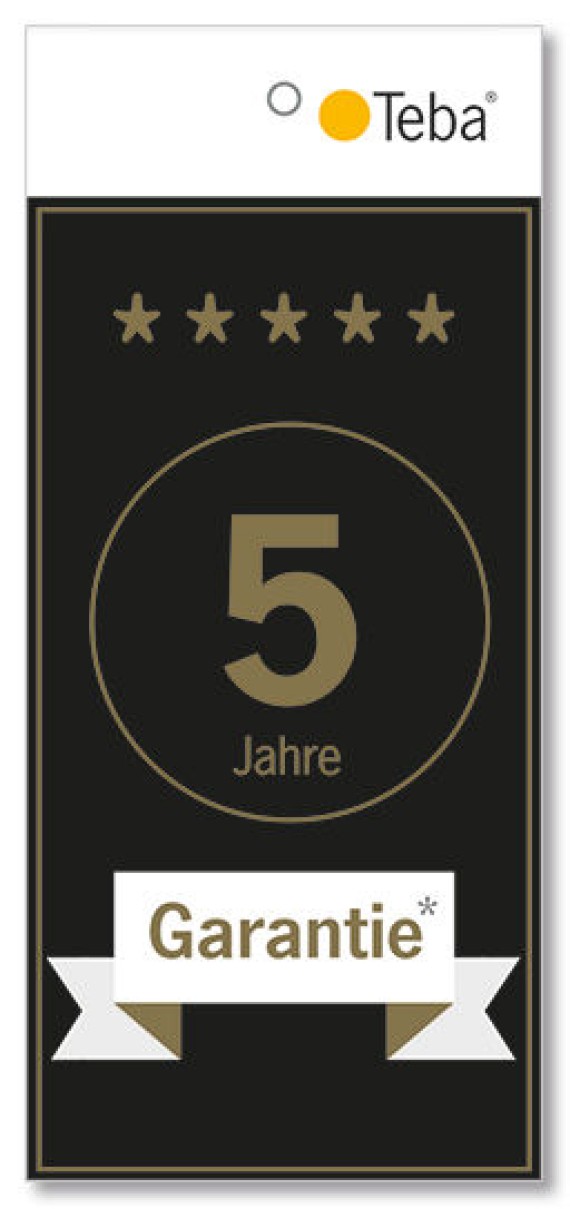 5 Jahre Teba Stoff-Garantie Plissee / Wabenplissee