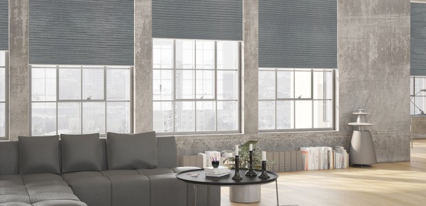 Teba DUETTE Wabenplissee Metallic Struktur Silber Wohnzimmer